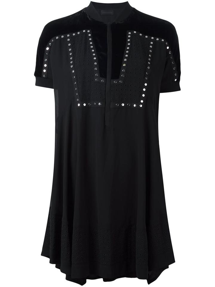 Diesel Black Gold Studded Eyelet Detail Dress, Women's, Size: 36, Polyester/rayon/silk/polyester