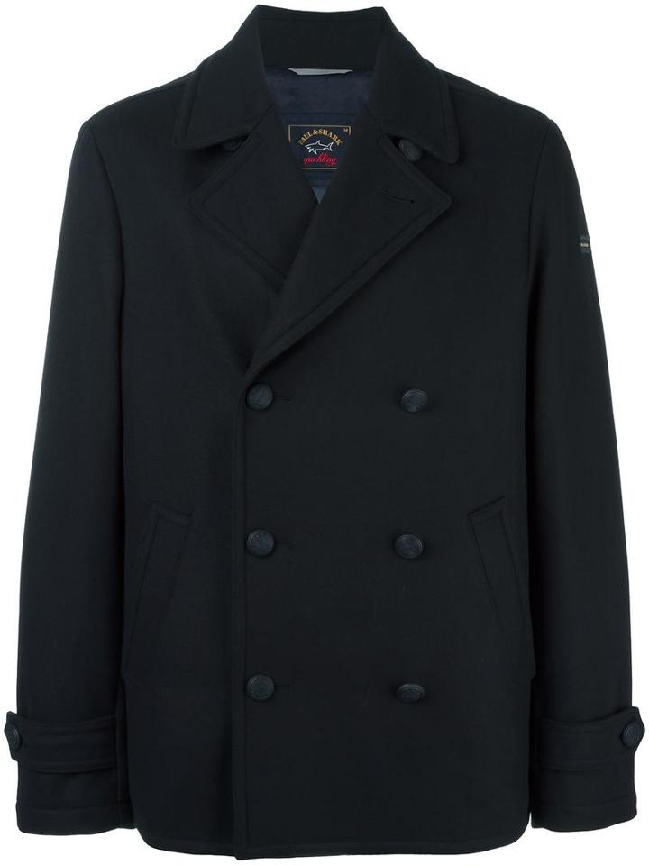 Paul & Shark Double-breasted Short Coat, Men's, Size: Xl, Blue, Virgin Wool/nylon/polyester