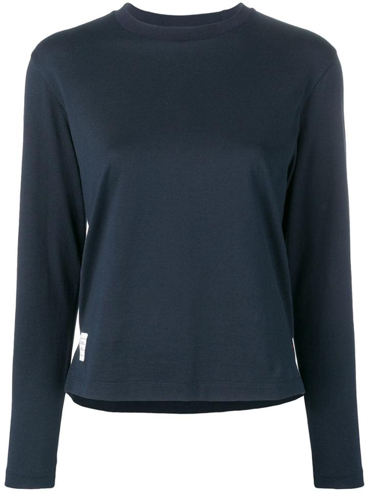 Thom Browne Long Sleeve Relaxed Fit Jersey Tee - Blue