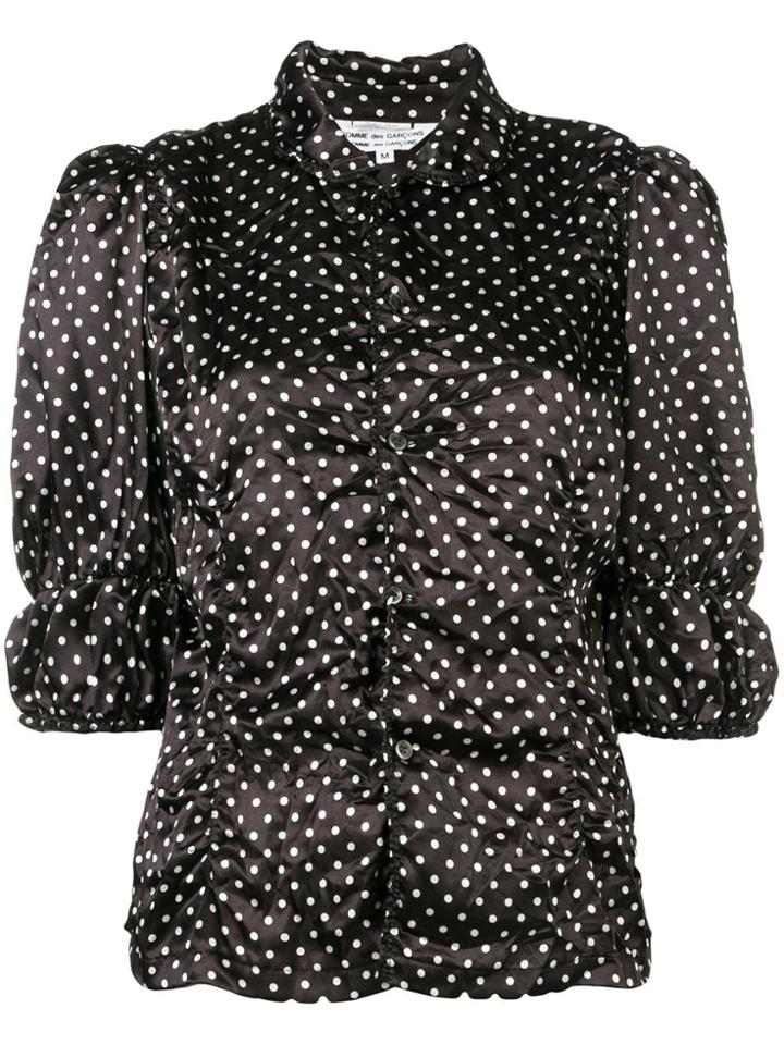 Comme Des Garçons Comme Des Garçons Gathered Polka Dot Blouse - Black