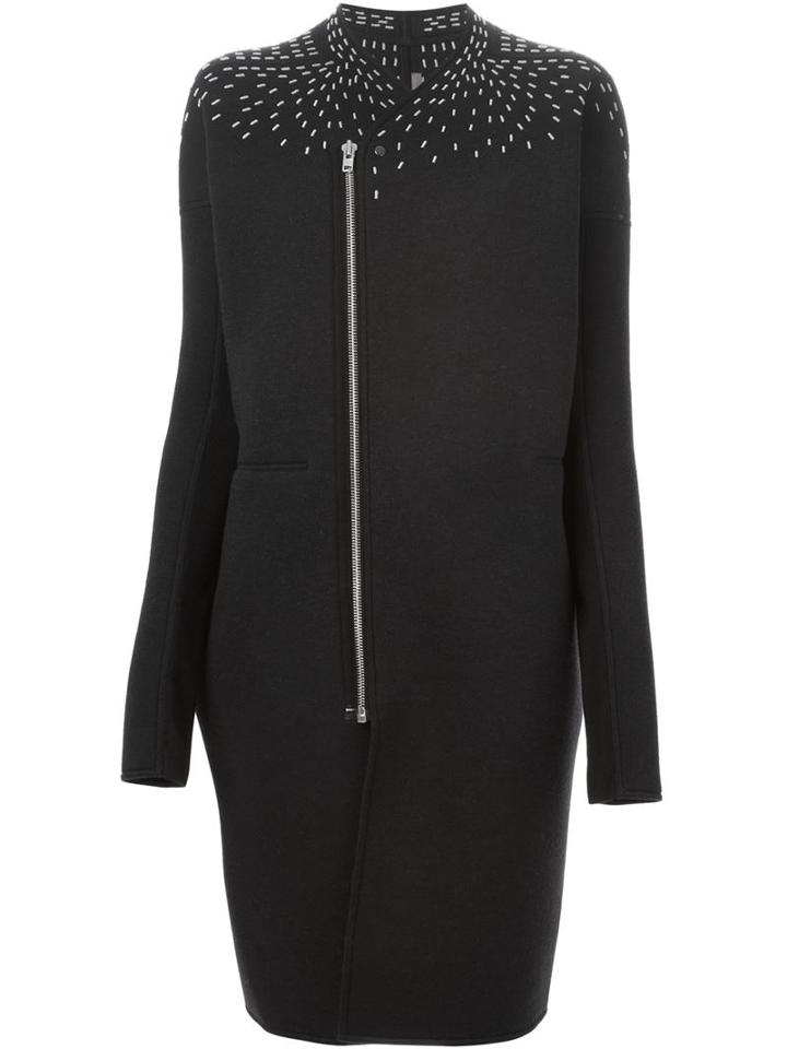 Rick Owens Lilies Stitch Detail Coat, Women's, Size: 42, Black, Nylon/polyamide/polyurethane/wool