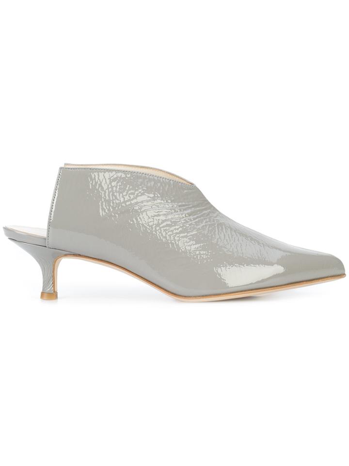 Tibi Pointed Toe Mules - Grey