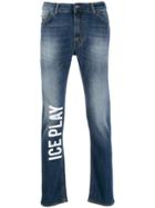 Iceberg Printed Logo Slim-fit Jeans - Blue