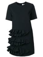 Msgm - Asymmetric Ruffle Dress - Women - Polyester/spandex/elastane/viscose - 42, Black, Polyester/spandex/elastane/viscose