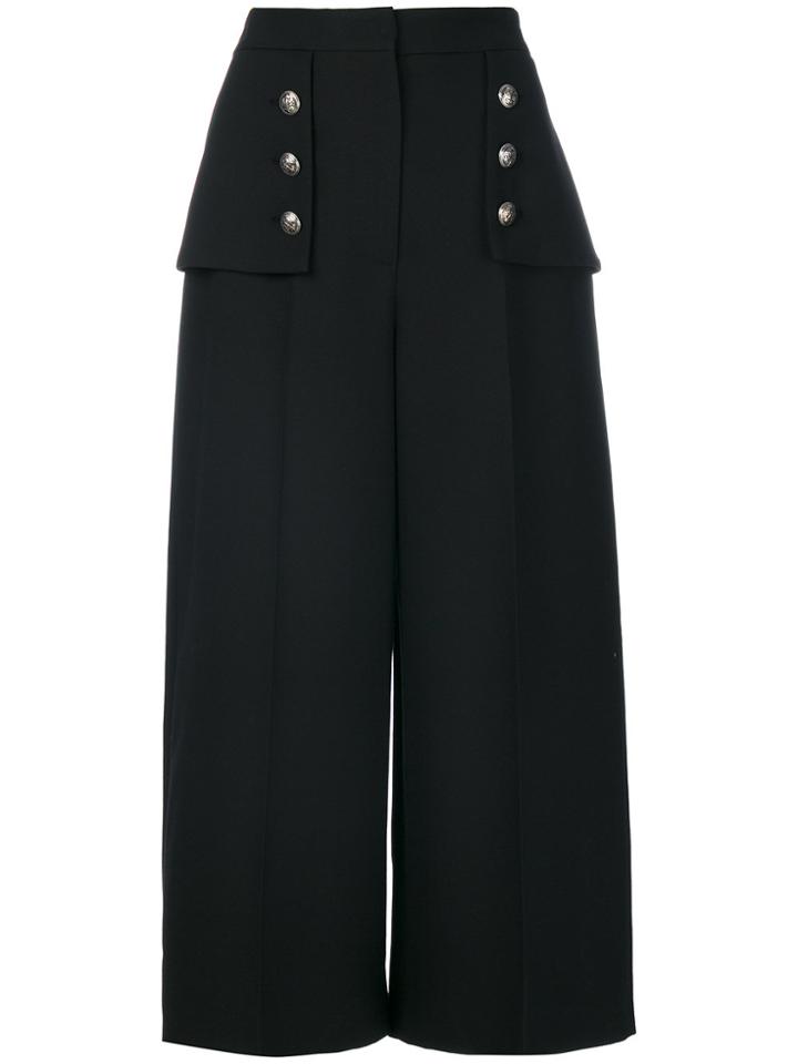 Alexander Mcqueen High-waisted Cropped Trousers - Black