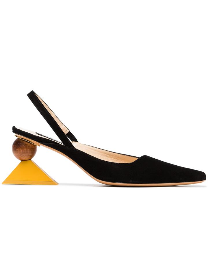 Jacquemus Ornamental Heel Sling Back Pumps - Black