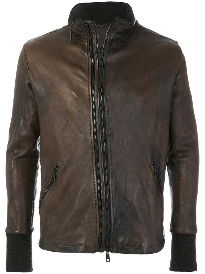 Giorgio Brato Slim Fit Leather Jacket - Brown