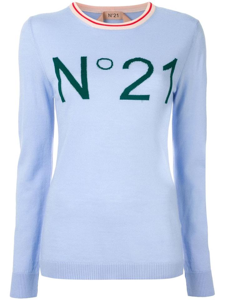 Nº21 Logo Intarsia Jumper - Blue