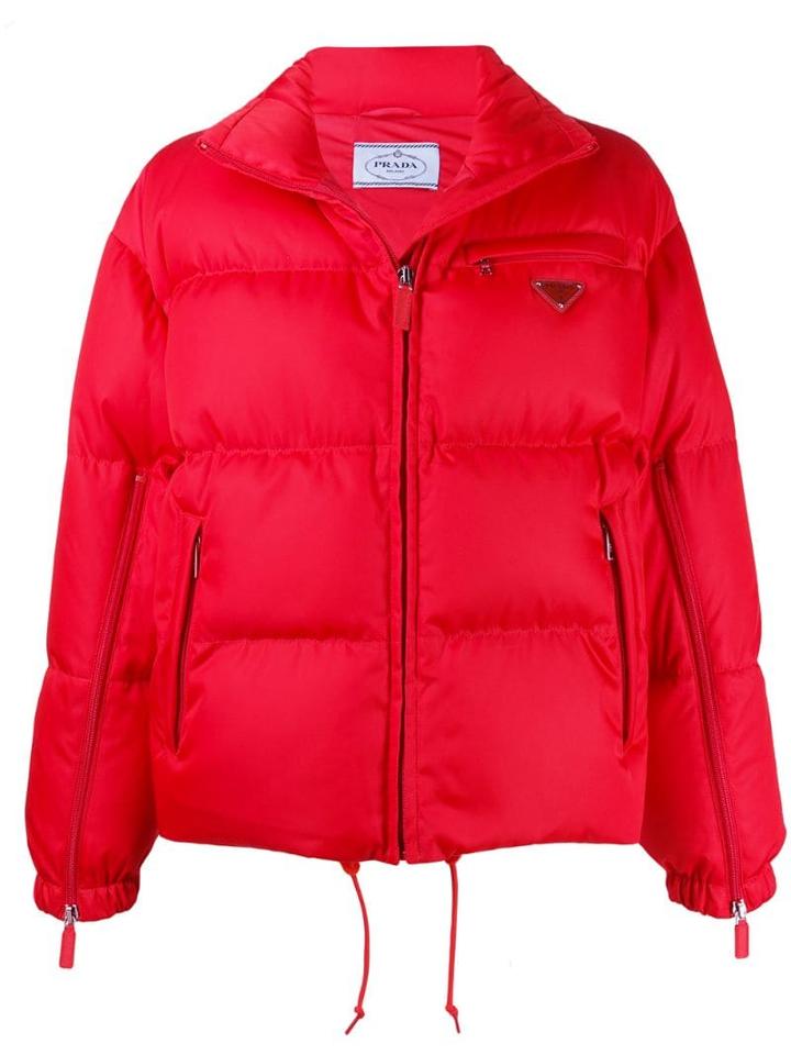 Prada Zipped Puffer Jacket - Red