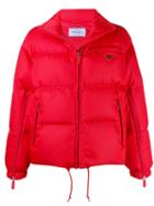 Prada Zipped Puffer Jacket - Red
