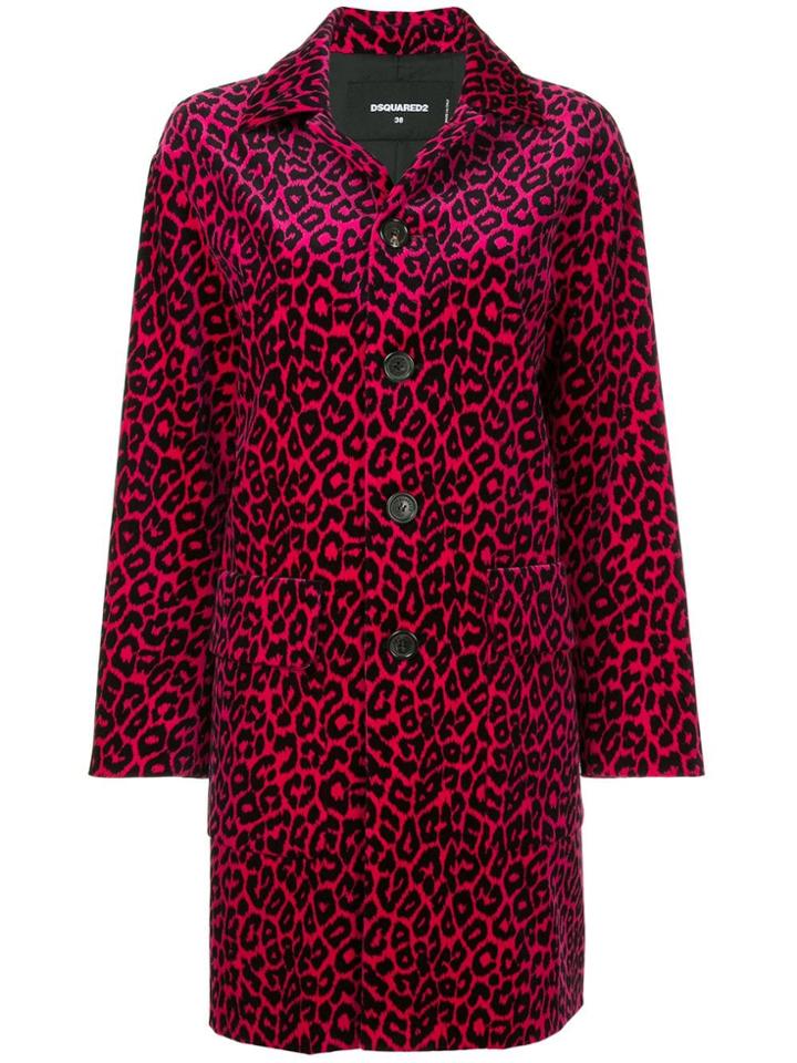 Dsquared2 Leopard Print Trench Coat - Pink