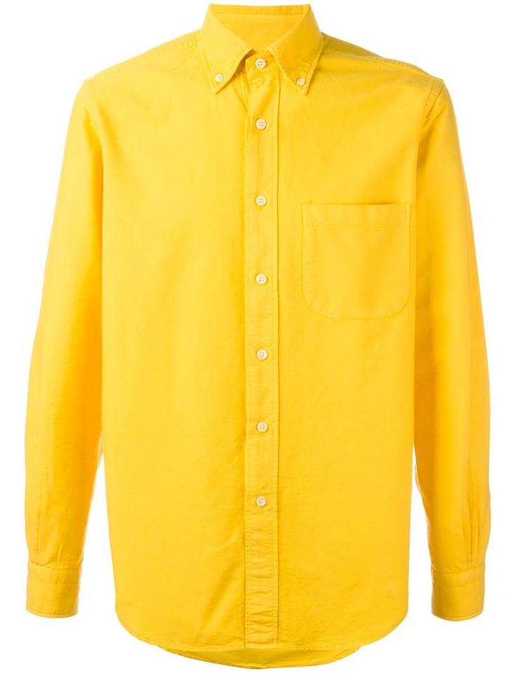 Mp Massimo Piombo Button Down Collar Oxford Shirt, Men's, Size: 38, Yellow/orange, Cotton