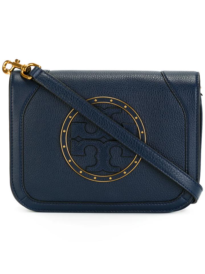 Tory Burch Logo Cross Body Bag, Women's, Blue, Leather