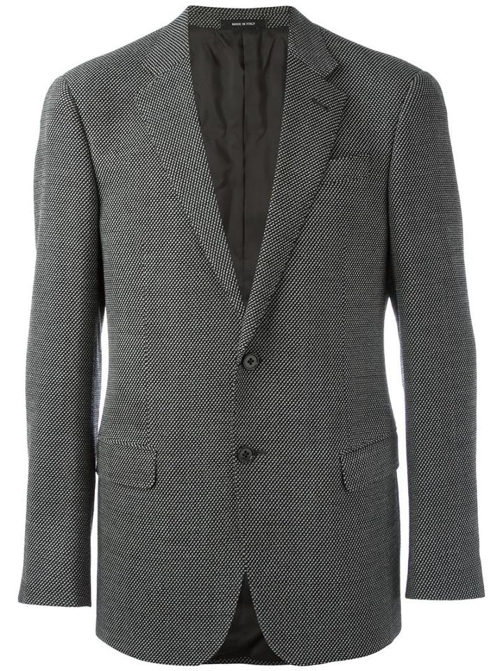 Giorgio Armani Notched Lapel Blazer, Men's, Size: 46, Black, Spandex/elastane/viscose/virgin Wool