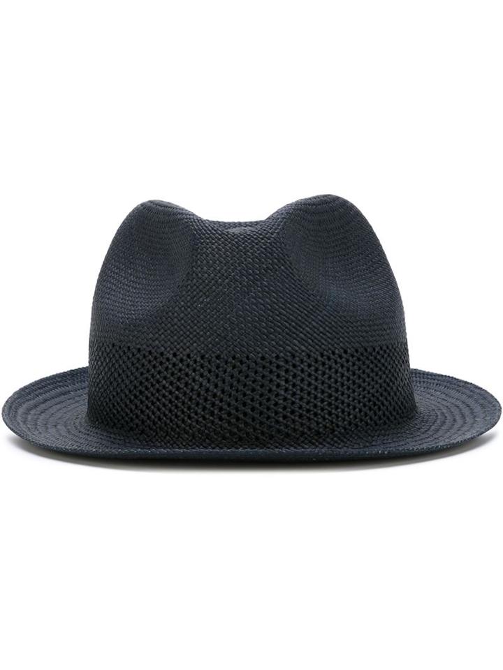 Paul Smith Red Ear Woven Trilby Hat, Men's, Size: Medium, Blue, Cotton