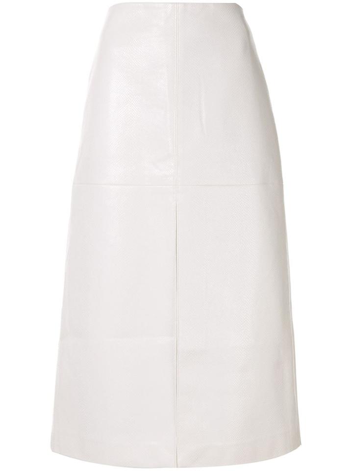 We11done Python Print Faux Leather Front Slit Skirt - White