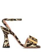 Rochas Leopard Print Sandals - Gold