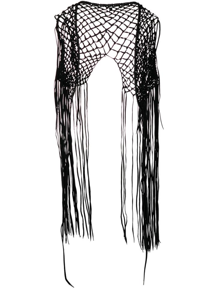 Caravana Coyopa Knitted Fringed Vest - Black