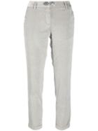 White Sand Cropped Slim Fit Trousers - Neutrals