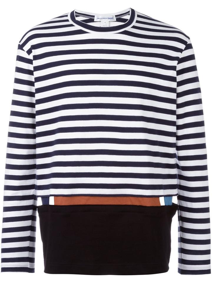 Comme Des Garçons Shirt Striped Sweater, Men's, Size: Small, Blue, Cotton