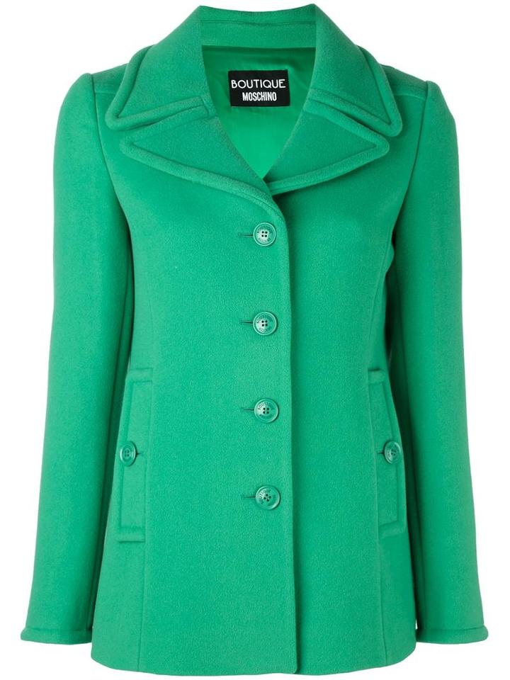 Boutique Moschino Single Breasted Coat, Women's, Size: 48, Green, Virgin Wool/cashmere/rayon/acetate