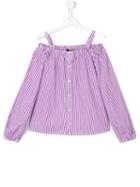 Ralph Lauren Kids Striped Off The Shoulder Top, Girl's, Size: 16 Yrs, Pink/purple