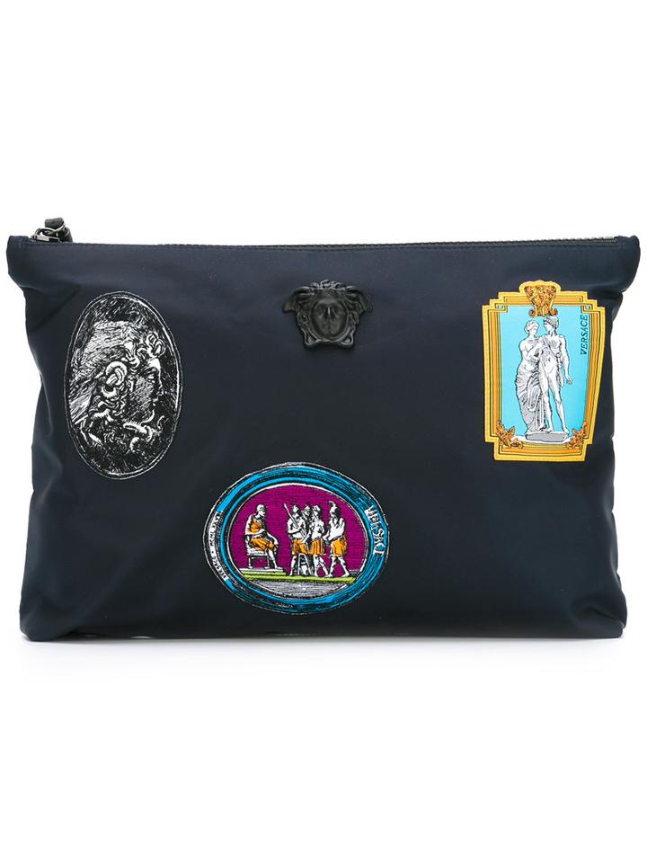 Versace - Patched Pouch Bag - Men - Nylon - One Size, Blue, Nylon