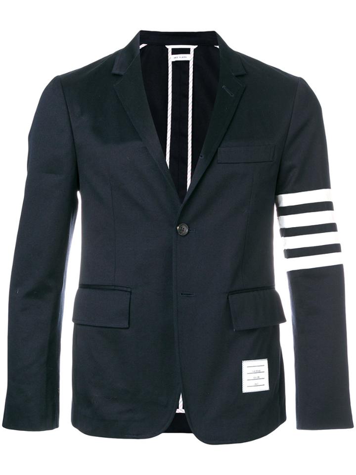 Thom Browne Classic Unconstructed 4-bar Stripe Sport Coat - Blue
