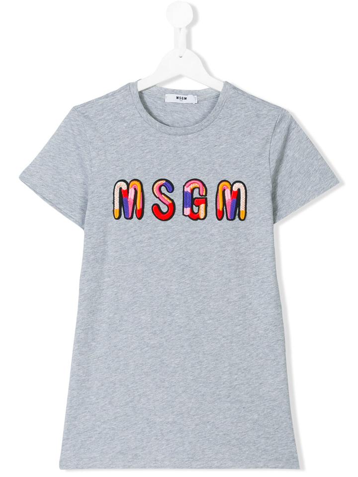 Msgm Kids - Logo Print T-shirt - Kids - Cotton - 14 Yrs, Grey