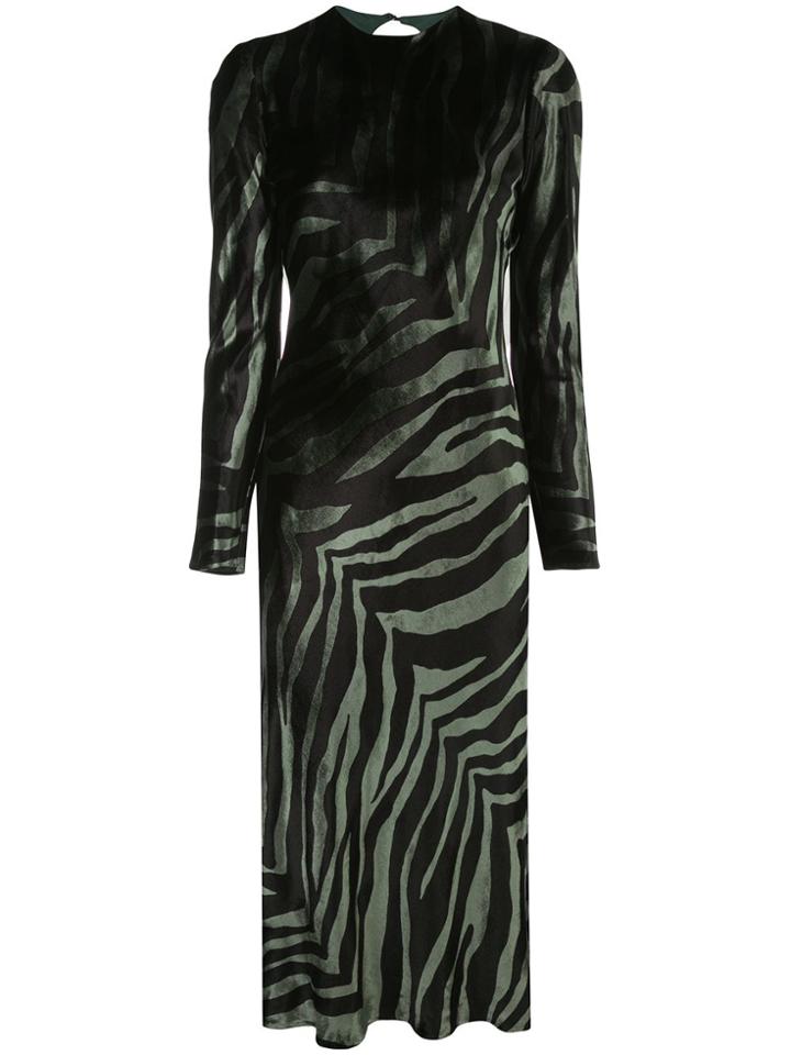 Michelle Mason Zebra Print Midi Dress - Green