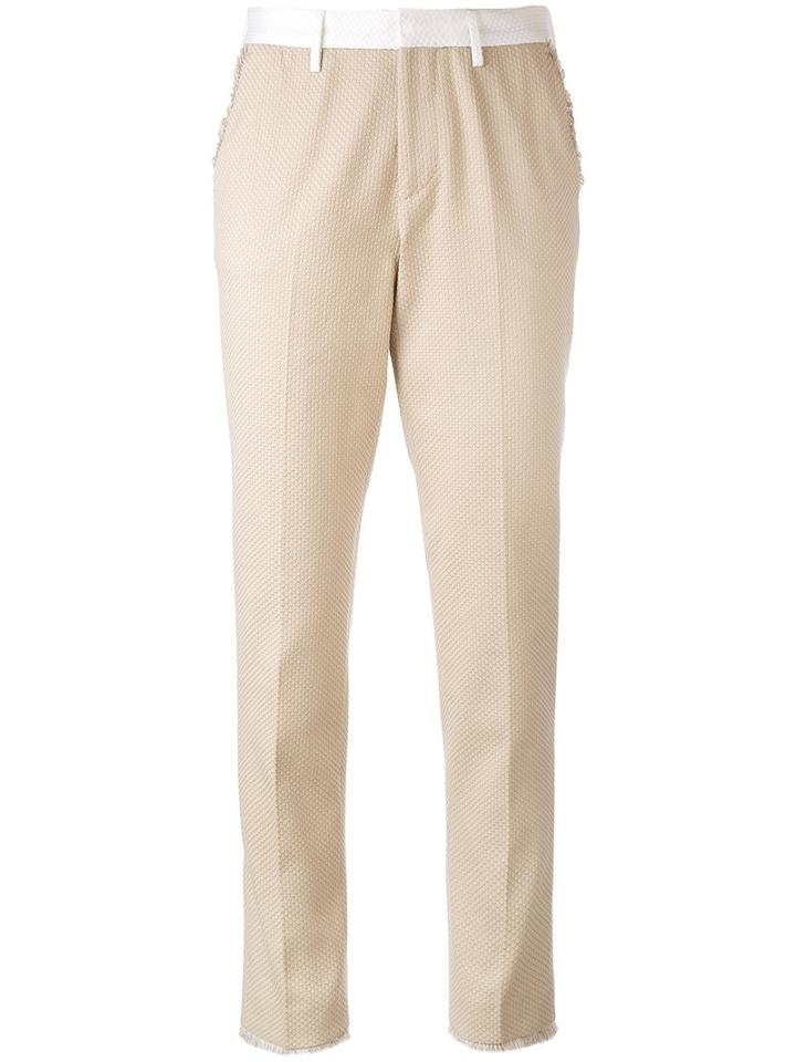 Pt01 - Frayed Hem Trousers - Women - Cotton/spandex/elastane - 44, Nude/neutrals, Cotton/spandex/elastane