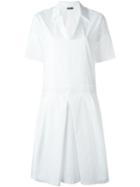 Jil Sander Navy Shortsleeved Midi Dress, Women's, Size: 36, White, Cotton/spandex/elastane/acetate/cupro
