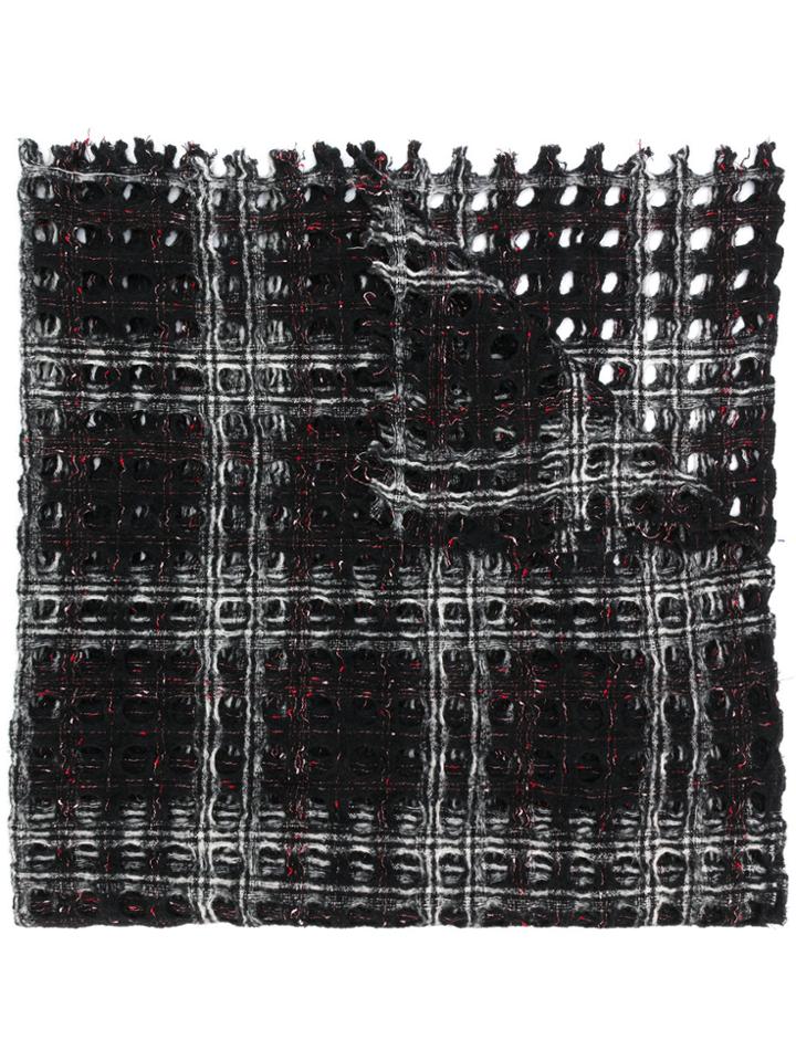 Faliero Sarti Checked Knit Scarf - Black