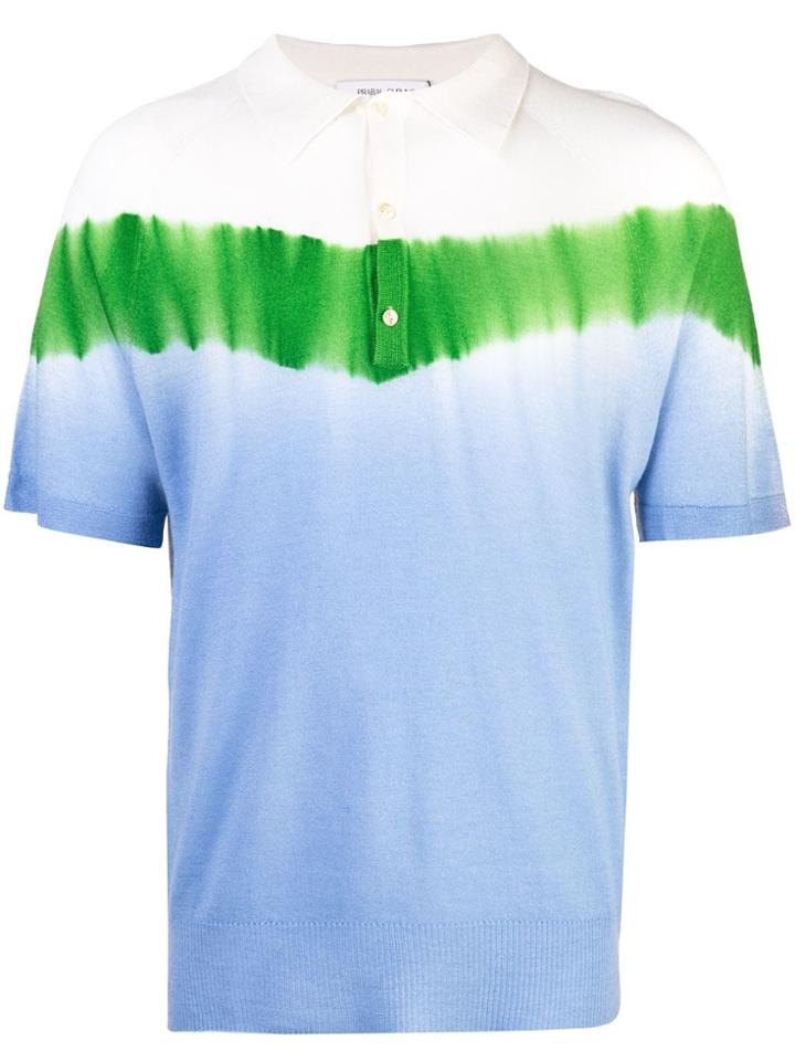 Prabal Gurung Tie Dye Colourblock Polo Shirt - Blue