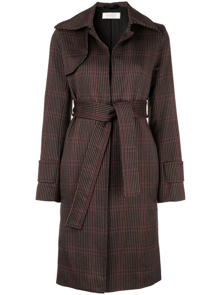 Nina Ricci Check Tie-waist Coat - Multicolour