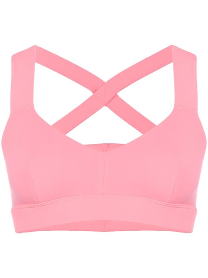 No Ka' Oi Cross Strap Sports Cropped Top - Pink