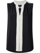Derek Lam Pleated Placket Sleeveless Blouse, Women's, Size: 36, Black, Silk