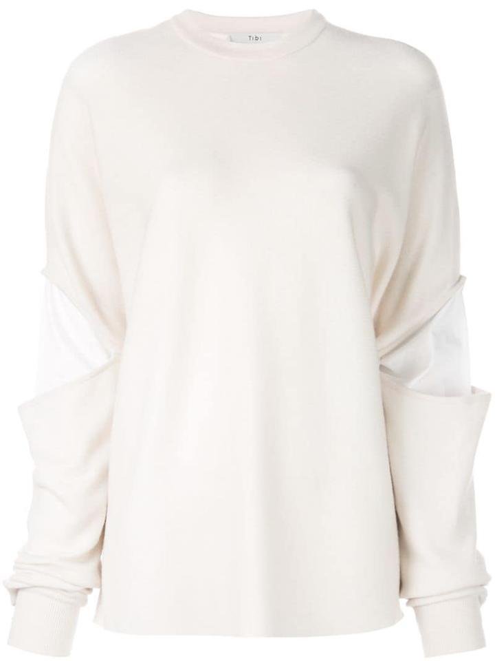 Tibi Double Layer Slit Sleeve Sweater - White
