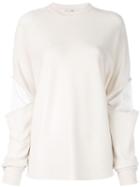 Tibi Double Layer Slit Sleeve Sweater - White