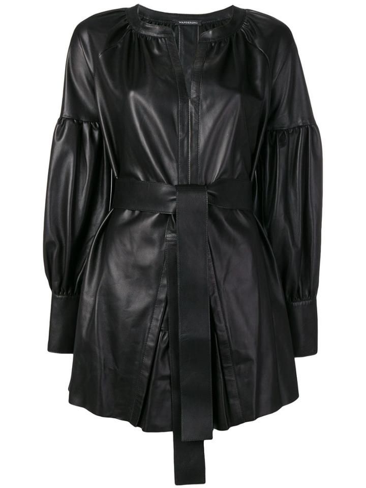 Wandering Belted Mini Dress - Black