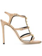 Grey Mer Open Toe Buckle Sandals - Metallic