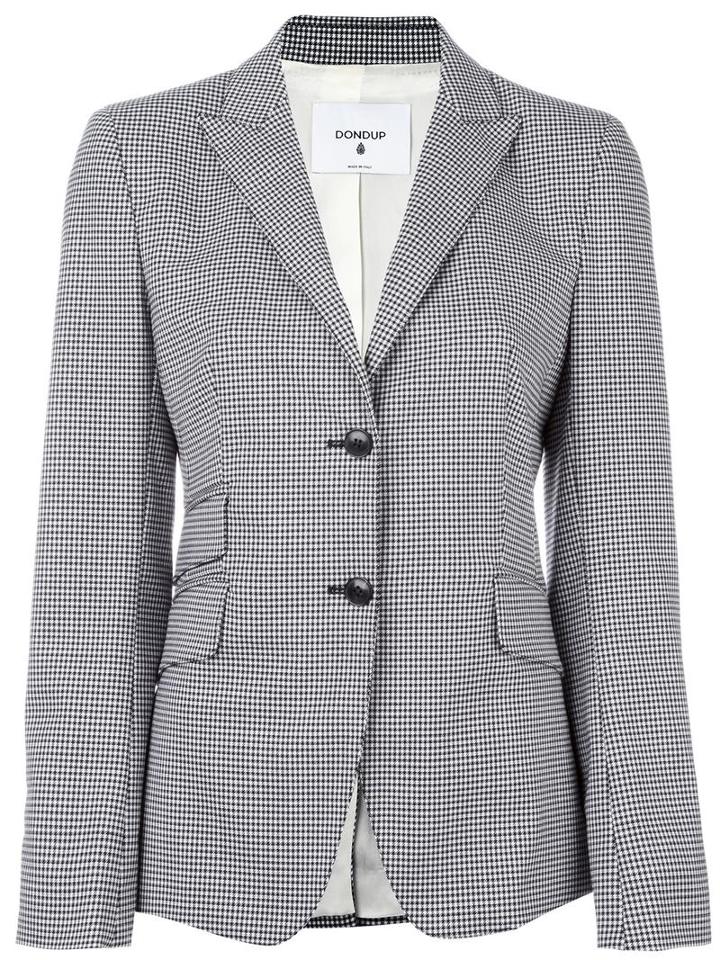 Dondup Checked Single Breasted Blazer, Women's, Size: Small, Black, Virgin Wool/polyester/spandex/elastane/viscose