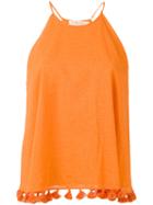 Tory Burch - Tassel Detail Flared Blouse - Women - Cotton - 4, Yellow/orange, Cotton