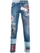Dolce & Gabbana Printed Slim-fit Jeans - Blue