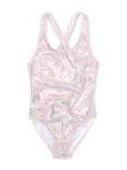 Finger In The Nose - Metal Swimsuit - Kids - Polyamide/polyester/spandex/elastane - 10 Yrs, Pink/purple