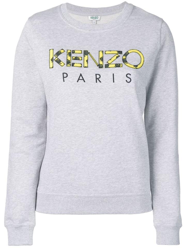 Kenzo Rose Print Logo Sweatshirt - Grey