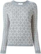 Allude Diamond Intarsia Sweater, Women's, Size: Large, Grey, Cashmere/virgin Wool