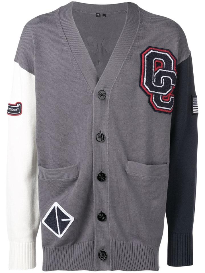 Opening Ceremony Colour Block Varsity Cardigan - Grey