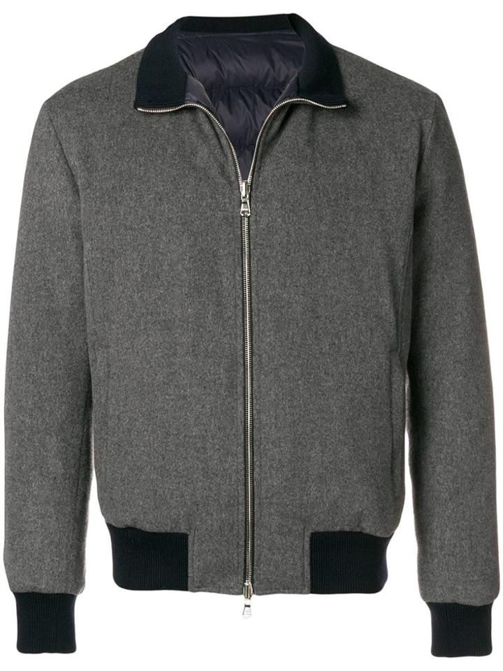 Barba Zipped Bomber Jacket - Grey