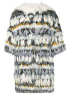Yves Salomon Fur And Feather Coat - White